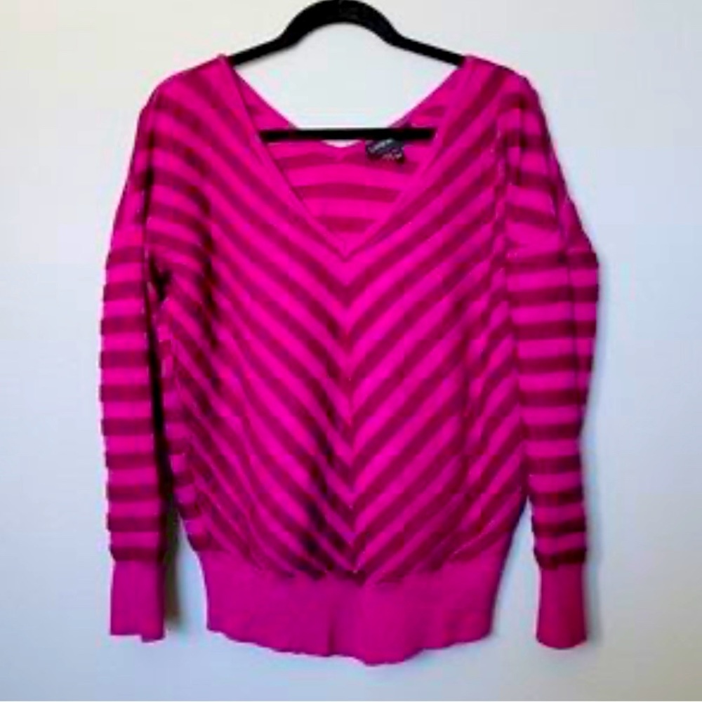 Lane Bryant V-Neck Off the Shoulder Sweater 18/20 Pink Shades Lightweight